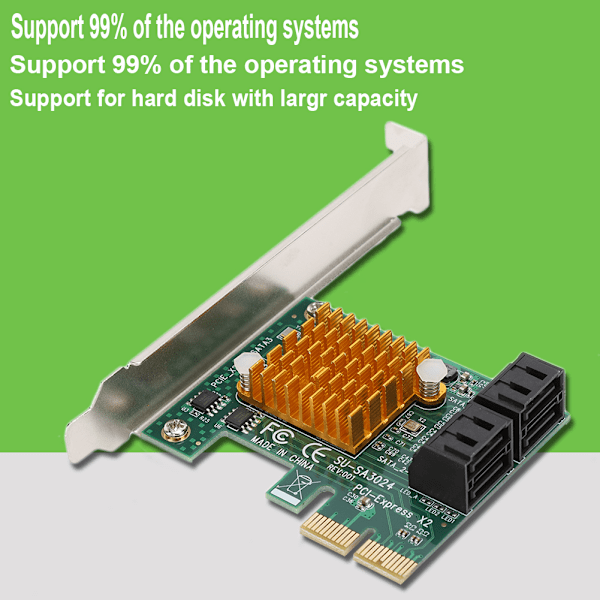 4-port SATA3.0 PCI-E udvidelseskort stigerkort med dobbelte faste beslag til Windows