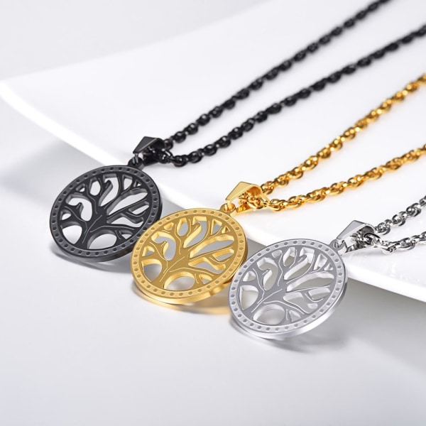 Livets träd Halsband, Naturligt Spirituellt Halsband, Familjeträd Halsband, Herr Dam Smycken, Kommer Presentask black