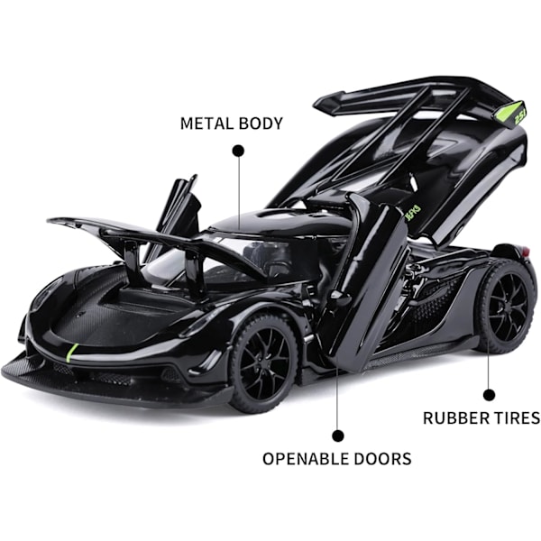 SASBSC Lelulelut 3+ -vuotiaille pojille Jesko Leluauton valoilla ja äänillä Die-cast metallileluauto lapsille 3-12-vuotiaille 1/32 Keräiltävä superauton malli