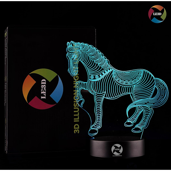 3D Optisk Illusions Nattlys - 7 LED Fargeskiftende Lampe - Kaldt Mykt Lys Trygt for Barn - Skaper Fantastiske Drømmer