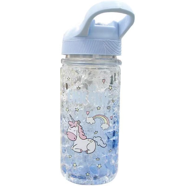 Sommer Ny Unicorn Ice Cup Dobbelt Layer Sports Water Cup Blå 500ML