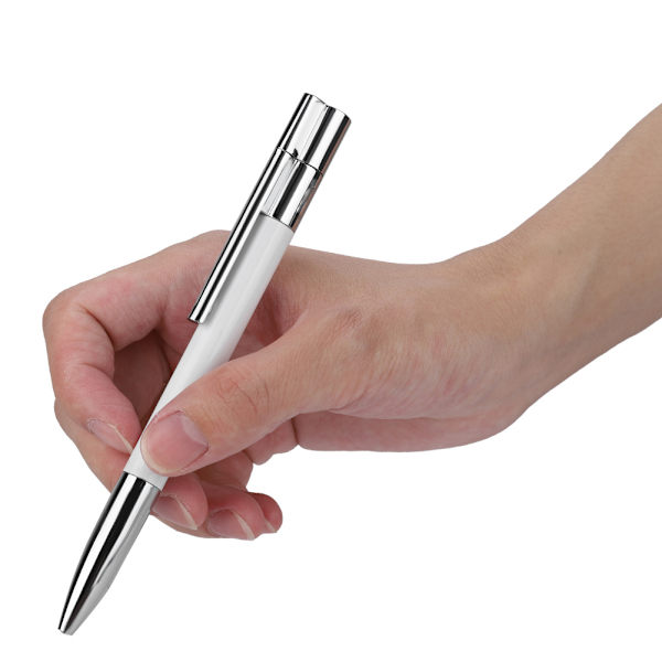 Ultra Fin 2 i 1 U Disk+Kuglepen USB2.0 Flash Dirve Pen (Hvid 8G)