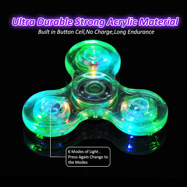 Fidget Spinner, 5-pak LED Light Up Fidget Spinner - Finger Toy Hand Fidget Spinner - Fødselsdagsgave, Belønning til Studerende, Hold Fokus, Stressaflastning (5-pak)