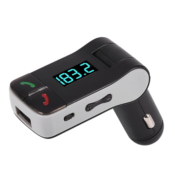 Bluetooth håndfri USB-biloplader FM-sender MP3-afspiller U-disk TF-kort sort