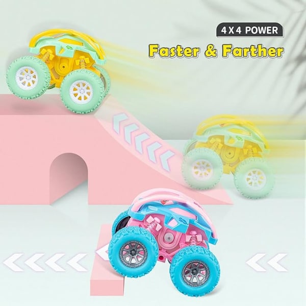 Söta Push & Go dubbelriktade fordonsset för småbarnspresenter, 3-pack