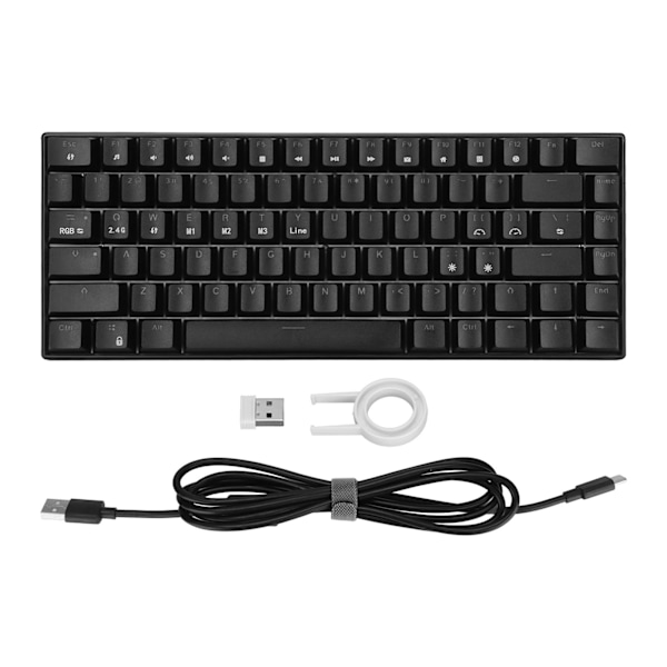 Mekanisk tastatur 82 tast RGB 3 forbindelsestilstande Sort ergonomisk layout Computer tastatur til kontor 5V DCRed switch
