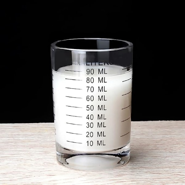 Shotglas Målkop 3 Ounce/90ml Flydende Tungt Højt Espressoglas 2 Stk ( Sort 90ml 2stk)