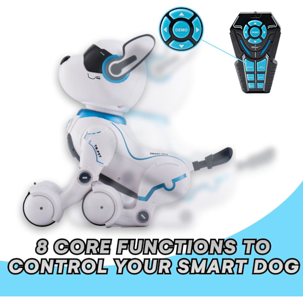 Top Race Programmerbar Robot Hundelegetøj - Fjernbetjent kæledyr med touch-funktion, stemmestyring til børn 5-7 - Genopladeligt smart dyre legetøj