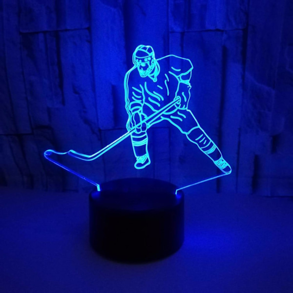 Hockey Spelar Mönster, 3D Illusion Lampa, 3D Nattlampa 3D LED Nyhet Födelsedag Semester Ljus Gåva Touch Fjärrkontroll Leksak