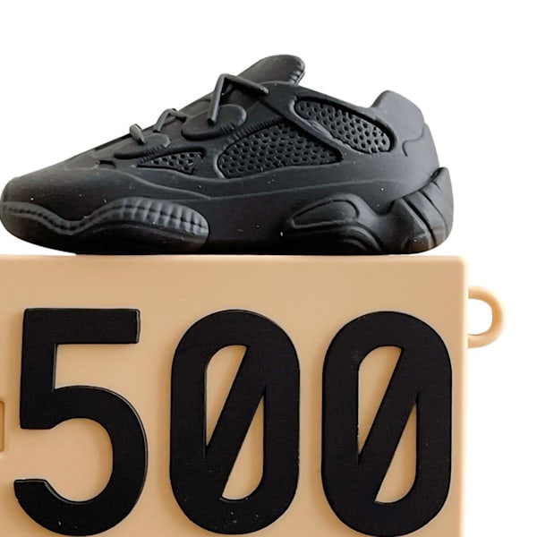 Silikon Sneaker 500 Skolåda Öronpropps Fodral Lätt Öppning och Stängning Totalt Skydd Bluetooth Öronpropps Fodral för IOS Öronpropp Svart