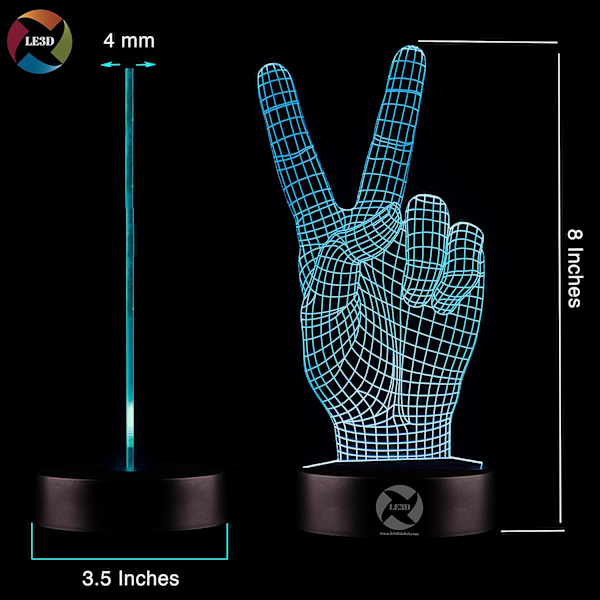 3D Optisk Illusions Nattlys - 7 LED Fargeskiftende Lampe - Kaldt Mykt Lys Trygt for Barn - Skaper Fantastiske Drømmer
