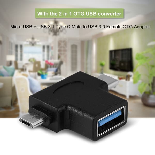 Mini 2 i 1 Micro USb   USB 3.1 Type C Han til USB 3.0 Hun OTG Konverter Adapter