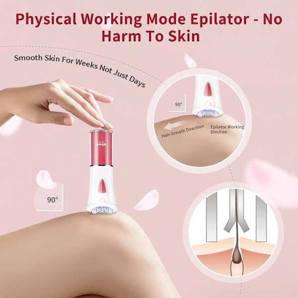 Epilatorit karvanpoistoon naisille - Kannettava epilaattori - Glamorous Skin Epilator kasvoille - Sähköinen Smooth Glide Epilator LED-kylmävalolla