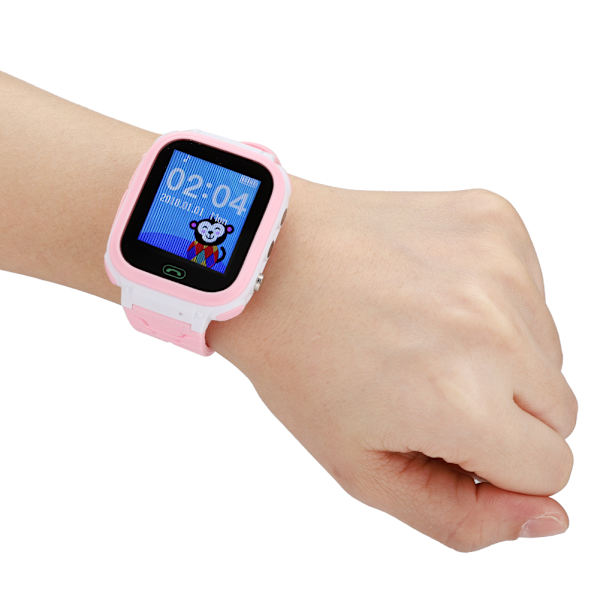 Barn Smart Watch Rosa Positionering Telefon Klocka IP67 128x128 TFT Skärm