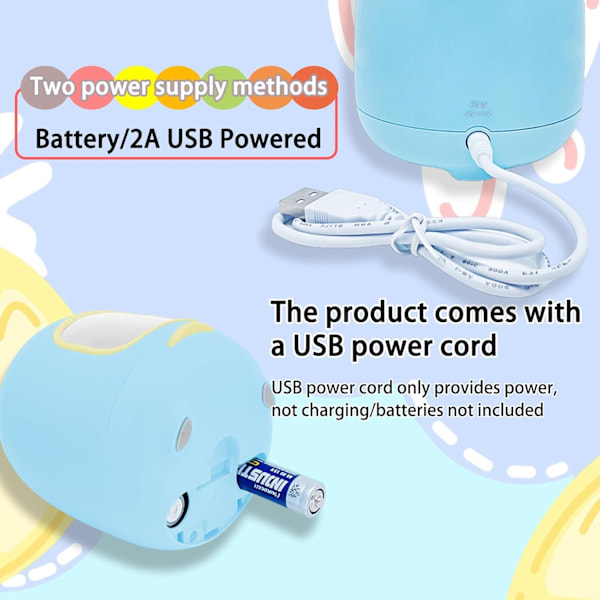 Elektrisk blyantspidser, 5000 gange for klinge, udskiftelig klinge, 3 års garanti, batteri/2A USB-drevet, egnet til 6-8 mm, Extr blue