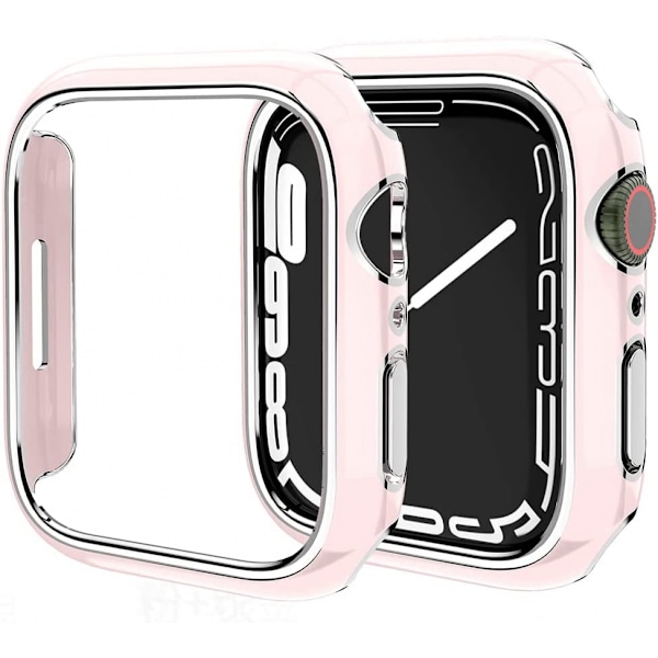 För Apple Watch Series 7 41mm, Pläterad Rigid PC Ram Case Slim All-Around Bumper Case för Apple Watch Series 7 （rosa）