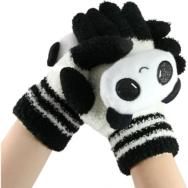 Söta Panda Vinter Ull Pekskärm Vantar för Kvinnor Flickor Vindtäta Stickade Textning Vantar Mössor Presenter till Jul