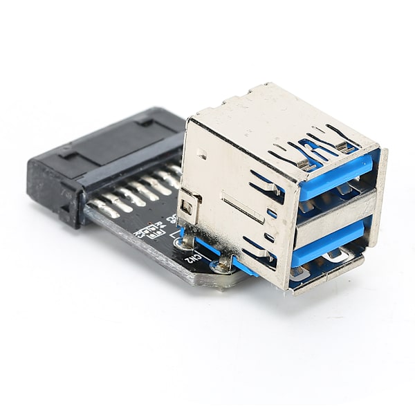 19PIN till 2-Port USB 3.0 Adapter Konverter Svart ABS Datorutrustning Tillbehör