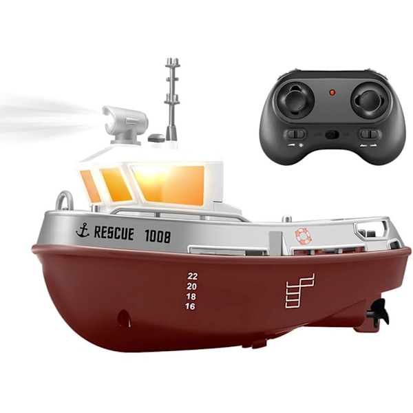 RC Boat 1/32 Remote Control Rescue Boat Speedboat Dual Motor Waterproof RC Racing Ship 2.4G Electric Vehicles Model Fast Watercraft LED Light