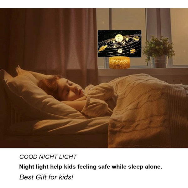 7 Färgväxlande Nattlampa 3D Atmosfär Glödlampa Ljus Illusion Rymd Galaxy 3D Visuell Illusion LED-lampa för Barn Leksak Jul Födelsedagspresenter