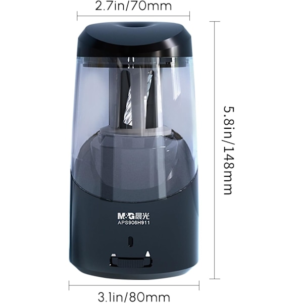 Elektrisk blyantspidser, bærbar automatisk blyantspidser til farveblyanter, automatisk stop, fuldautomatisk skarp og hurtig, USB-drevet black