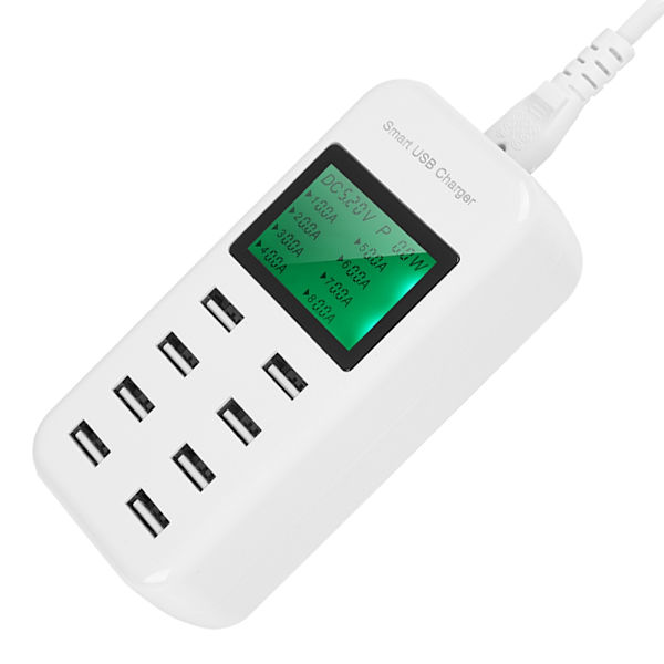 5V/8A Output Smart 8-port USB-oplader Samtidig 8-port opladning Smart USB-hub med LED