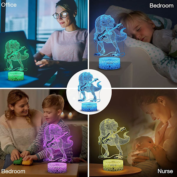 Dinosaur Legetøj 3D Natlys med Fjernbetjening & Smart Touch 7 Farver Skiftende Dæmpbar TRex Legetøj 1 2 3 4 5 6 7 8 År Gammel Dreng eller Pige Gave (T-Rex)