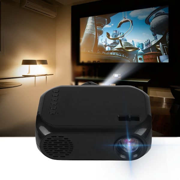 Mini 2'' kannettava LED-projektori TF SD-kortti U-levy USB HD HDMI musta ///
