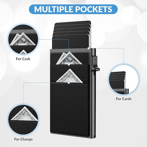 Smal Minimalistisk Plånbok för Män | RFID-Blockering | Enkel Pop-Up Kortåtkomst (Grå)