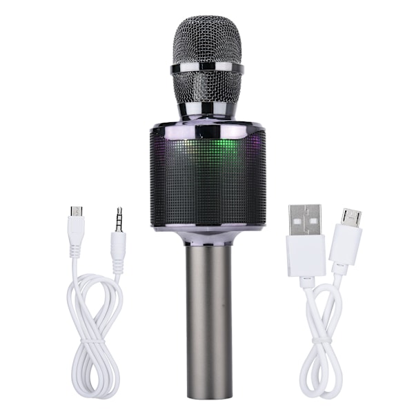 Antiphonal Singing Wireless Karaoke Microphone RGB Echo Sound Karaoke Microphone - Gray