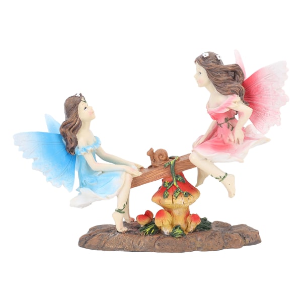 Fairy Staty Ornament Gungbräda Figur Harts Realistisk Figurine Dekoration för Trädgård Hem Vardagsrum Kontor