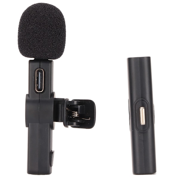 Trådlös Lavalier-mikrofon Brusreducering 2.4G Plug and Play Mini Clip On Mic för Live Streaming Intervju