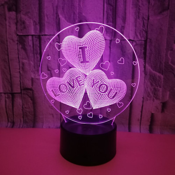 Qinwei 3D I Love You Illusion lampe Natlampe 16 farver skiftende Smart Touch fjernbetjening optisk illusion seng side lamper soveværelse hjem dekoration