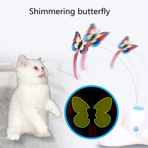 Katteleker, interaktiv katteleke sommerfugl morsom øvelse Elektrisk fladder Roterende kattungeleker, katte-teaser med erstatning, påfyll