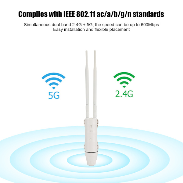 Trådlös Wifi Extender Hög Effekt Utomhus AP Repeater AC600 Dual Band 2.4G 5G