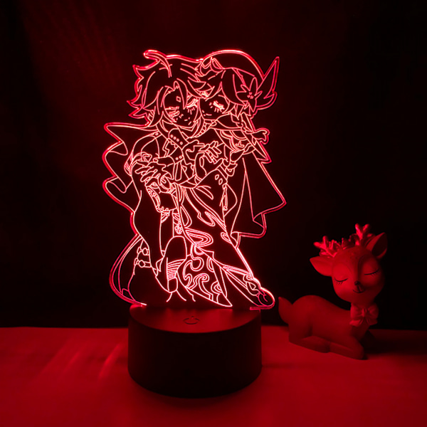 Qinwei spelkaraktär 3D Illusion Lamp 16 färger LED nattlampa med touch  fjärrkontroll för barn  sovrumsdekoration -- Stil 2（Svart säte）