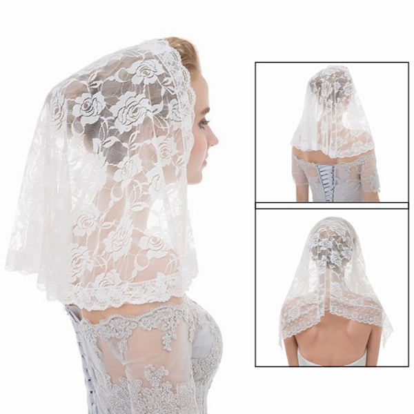 Kort brude slør blonder enkelt lag elegant høy kvalitet bryllup brude slør for kirker bryllup dåp hvit