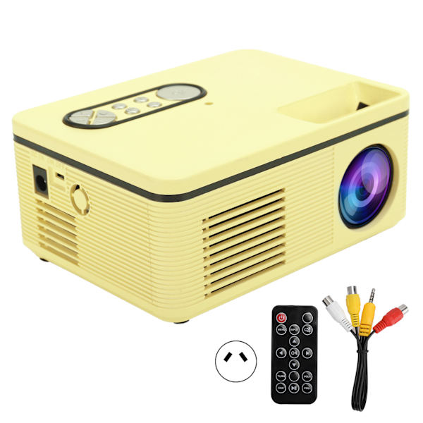 Projektor Mini LED Bærbar 1080P HDMI MultiFunksjon Hjemmekino S361 (Gul)