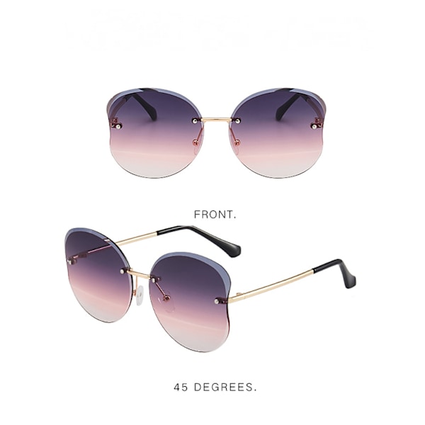 Trendy Retro Polygonal Cut Edge Lens Drenge og Piger Rammeløse Børns Solbriller UV Beskyttelse----Guld ramme top og blå pulverflager