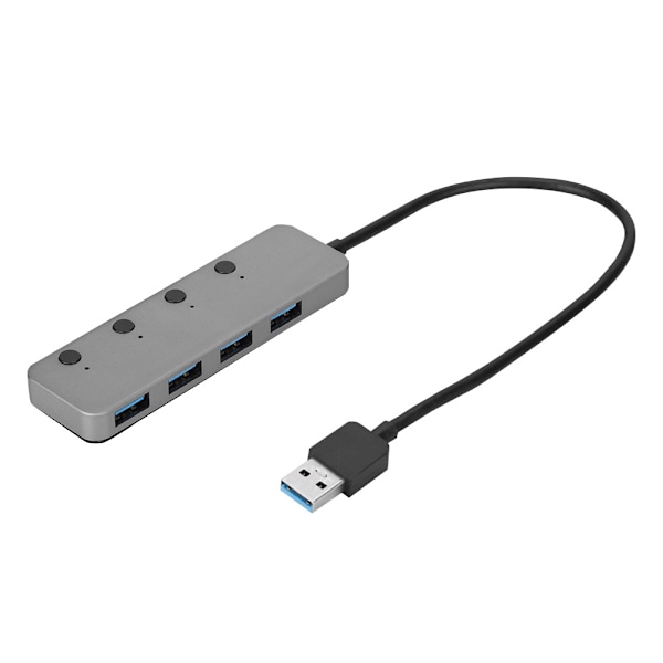 ACASIS Høyhastighets USB3.0 Splitter 4-porters USB HUB Adapter med separat bryterknapp (grå)