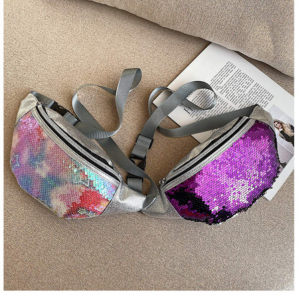 Kevät/kesä uusi crossbody-rintapussi muodikkaalla paljetti naiset vyölaukku hopea
