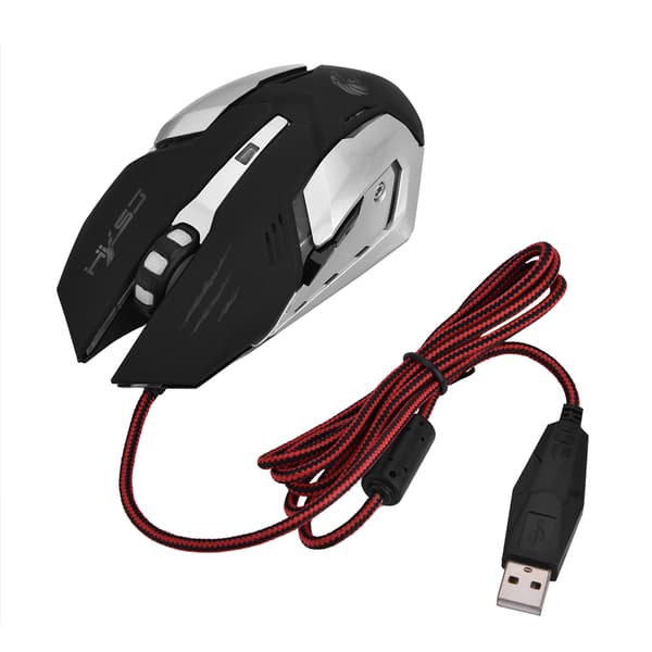 HXSJ USB optisk kablet gaming ergonomisk LED-mus 5500DPI til pc bærbar computer sort