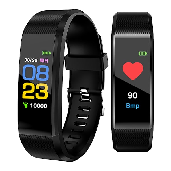 115 Plus Farveskærm Smartwatch Armbånd Armbånd Puls Fitness Tracker (Sort)