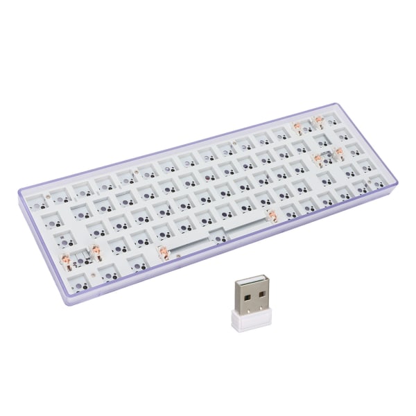 Gjør-det-selv mekanisk tastatursett 68 taster 2.4G trådløs 65 prosent layoutbryter Hot swap tilpasset spilltastatur lilla