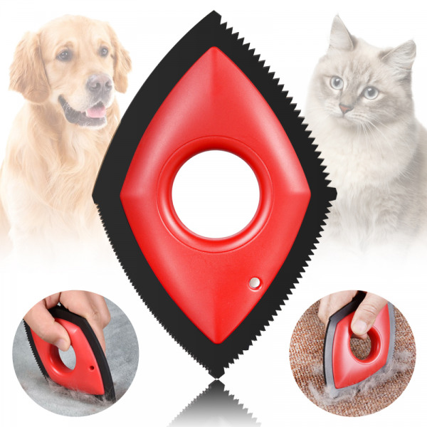 Mini-epilator for kjæledyr, profesjonelt hårfjerningsverktøy for hårfjerning for kjæledyr, hjemmestoff, biltrekk, sofa eller teppe (rødt)