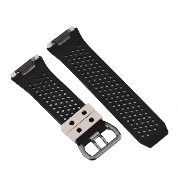 Silikone Sport Armbånd Udskiftning Farve Rem til Fitbit Ionic Stor Størrelse Ris Hvid og Sort