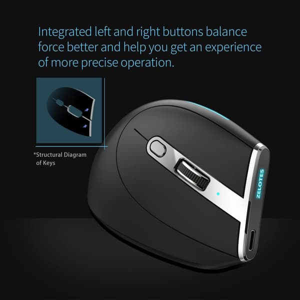 Trådløs Bluetooth Ergonomisk Vertikal Mus Programmerbare Tilpassede Knapper Indbygget Hukommelse USB Computermus til Kontor Spil Højre Hånd PC Mus