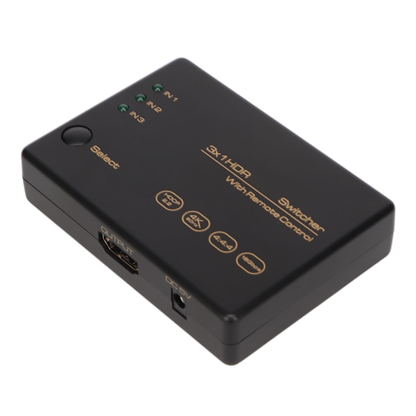 4K HD-växlare 3 i 1 ut 4K 60Hz HDR HDCP2.2-stöd Fjärrkontroll HD Multimedia-växlare för TV-projektorspelare