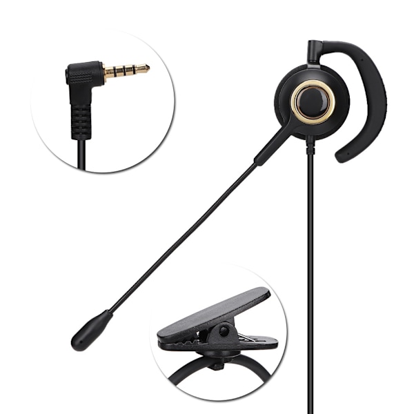 Callcenter-headset med mikrofon, bakmonterad brusreducerande kundtjänst-headset 3,5 mm