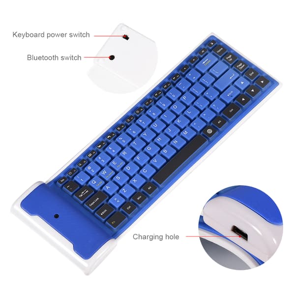 Bärbar Vattentät Mini Trådlöst Bluetooth-Tangentbord Fällbart för Laptop/PC/Telefon (Blå)